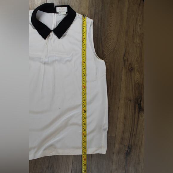 Kate Spade Sleeveless Blouse White Black Collar Contrast Trim Size 4 - Picture 5 of 5
